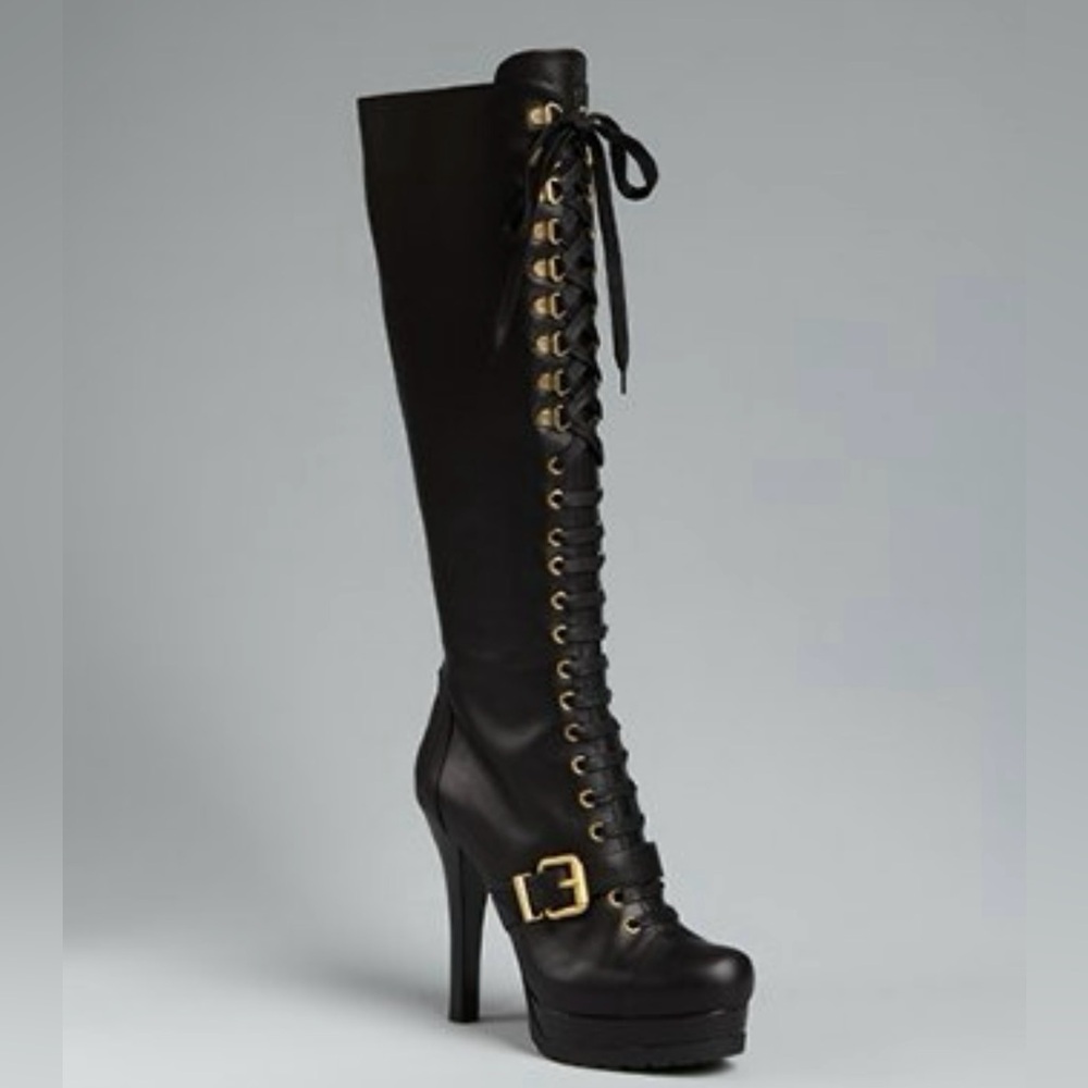 Fendi Lace-Up Vera Cuio High Heel Boots